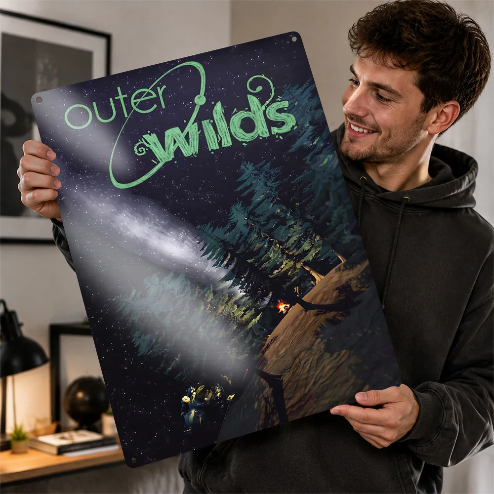 Outer Wilds Comet Trail Printed Poster Personalized Aluminum Metal Sign Cosmic Mission Style Wall Art Enhances Creative Studio