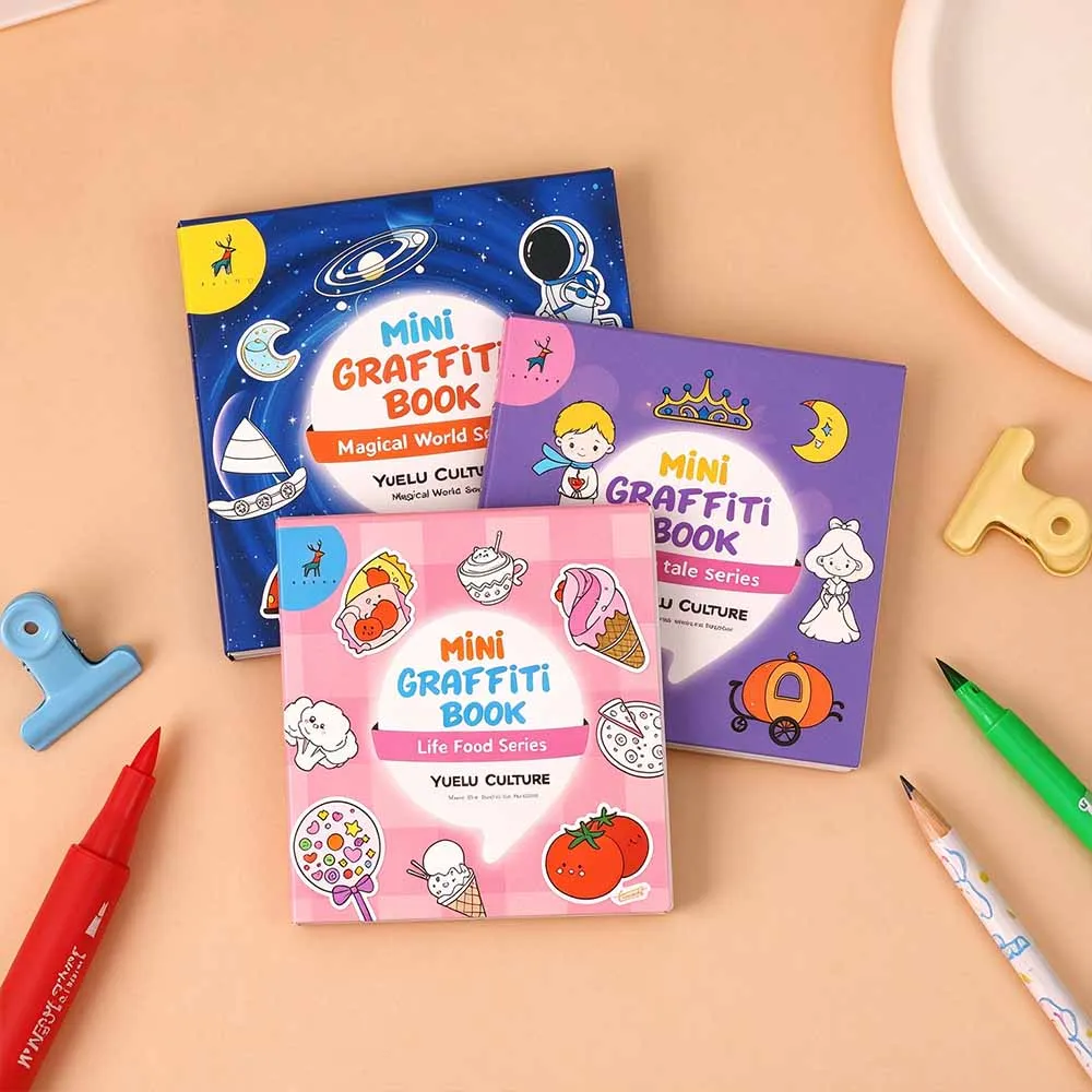Mini Graffiti Book Set - Portable Pocket Sketchbook for Adults, DIY Coloring Drawing Practice, Stress Relief Art