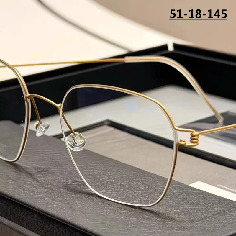 

Denmark Band Design Square Glasses Frame Titanium Gold Rim Eyeglasses Men Women Ultralight Screwless Spectacles Eyewear CARLOS