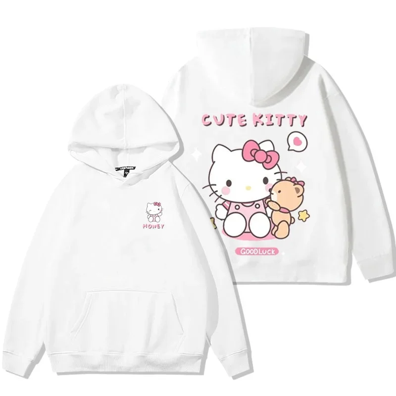 

Hello Kitty Women's Clothing Cute Cartoon Autumn/Winter Fashion Woman Sweatshirts Sanlio Hoodie Anime Printed Pullover Tops