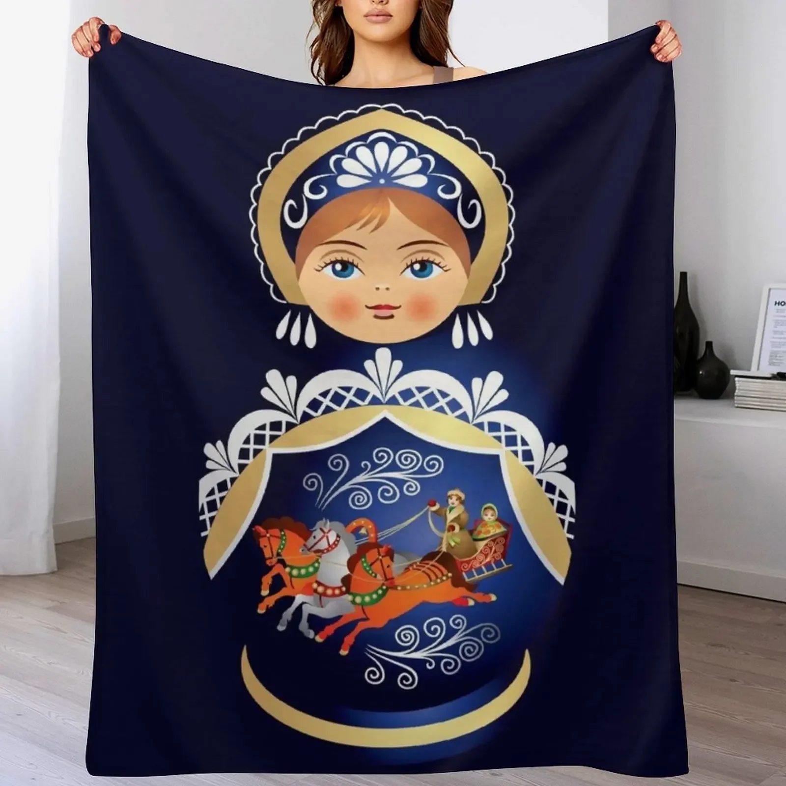 

Babushka Matryoshka Russian Doll Throw Blanket Hairy Summer Warm Cute Plaid Blankets