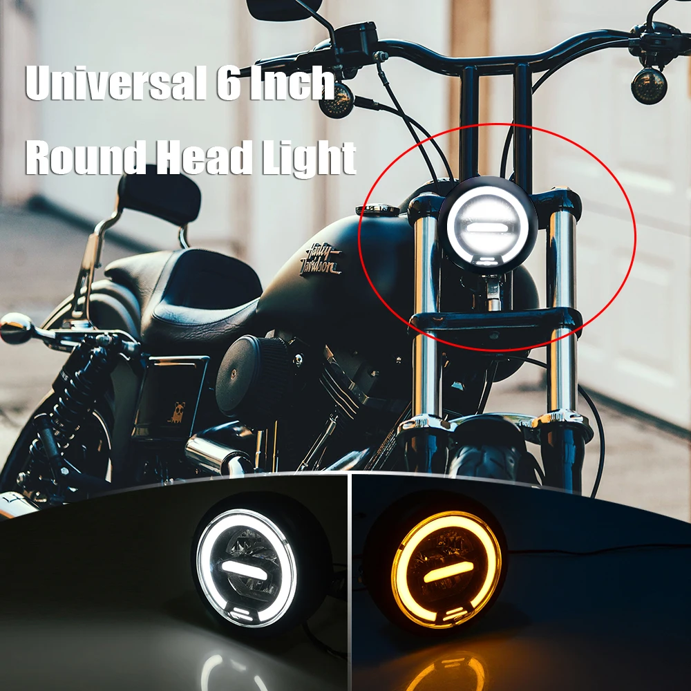 

Evomosa 6 Inch Motorcycle Accessories Headlights LED Lights Retro Universal Headlights Motorcycle Universal Modification Parts