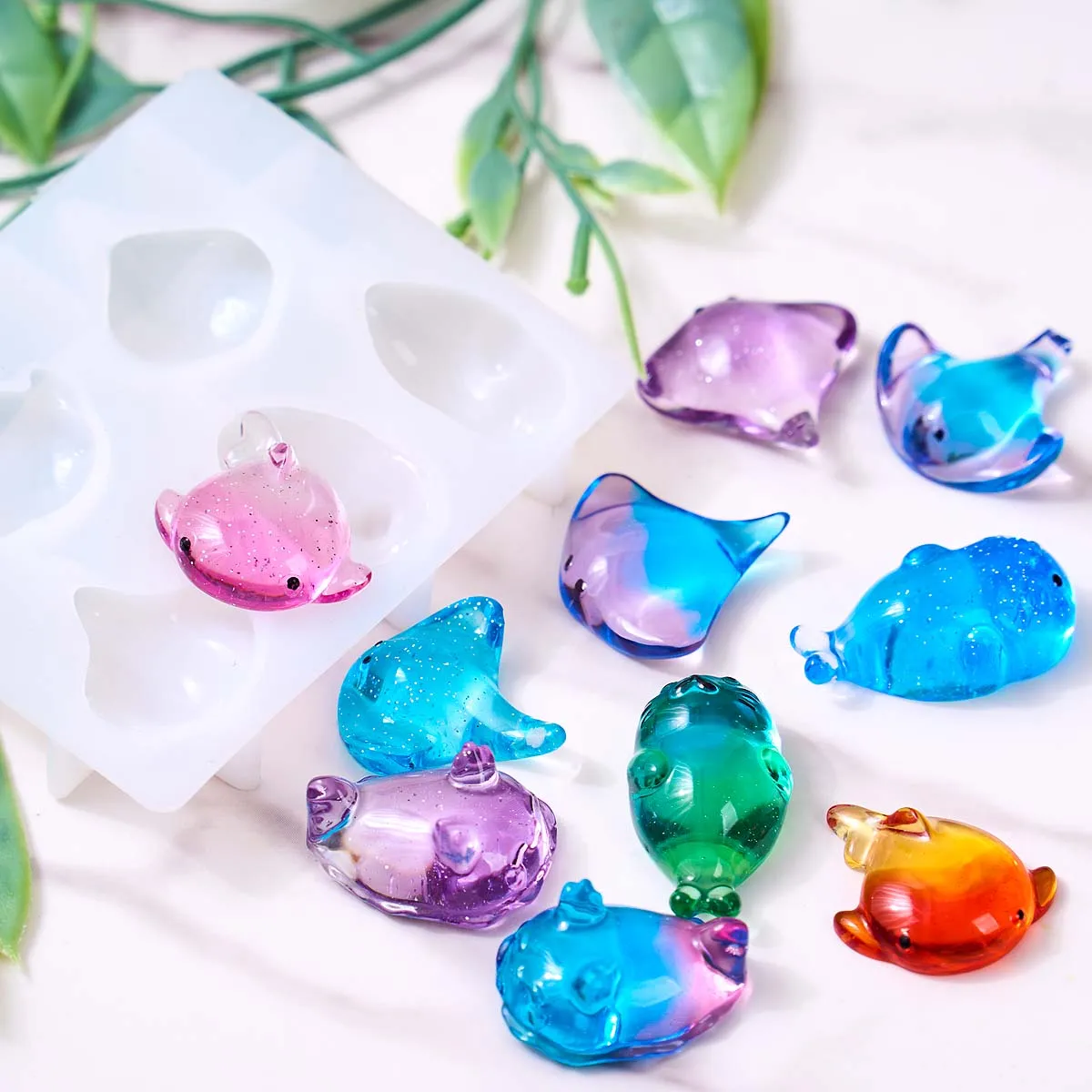 3D Healing Kawaii Manta Ray Whale Silicone Mold DIY Keychain Bag Charm Soap Candle Molds Epoxy Resin Summer Art Gifts Making view 2