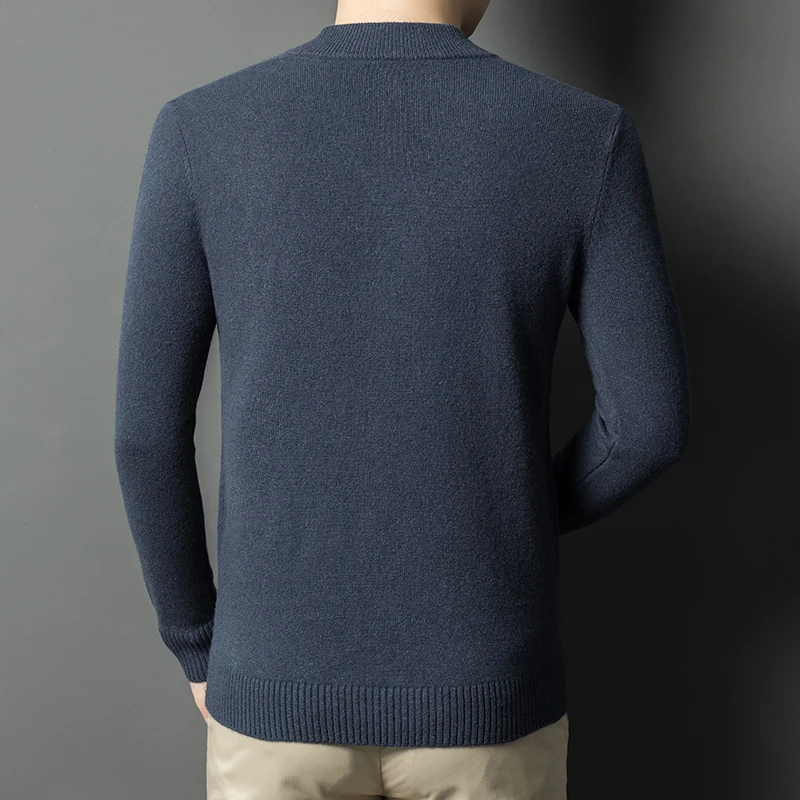 High Quality Autumn Winter Men's Sweater 100% Merino Wool Knitwear Cozy Pullover Long Sleeve Clothing Tops For Man Daily Out-Fit