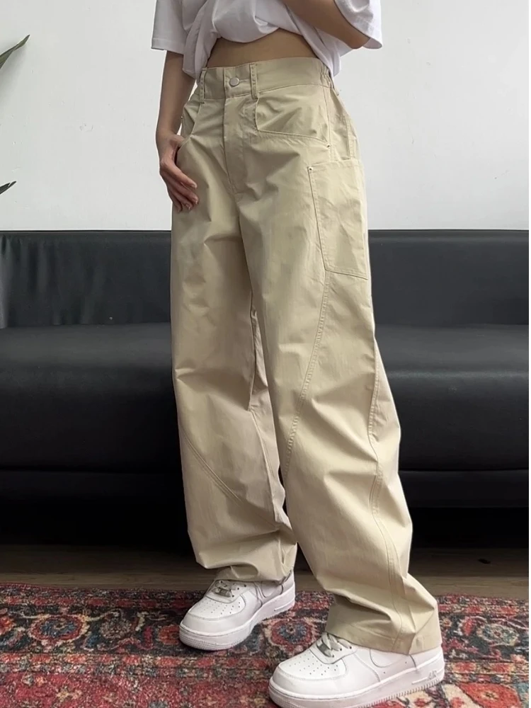 

Мужские летние повседневные свободные брюки прямого кроя CleanFit Design, американские широкие брюки-палаццо из полиэфирного волокна с вырезом «нож»