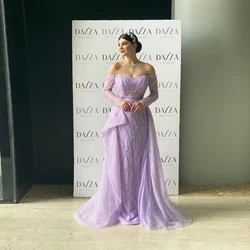 Customized Elegant Lavender Formal Evening Dress Off The Shoulder Sequins Mermaid Party Dresses Women Floor Length Robe De Soiré