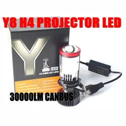 1Pieces Motorcycle Bulb Y8 H4 LED Headlights Car H4 Mini Projector Lens 6000K Super Bright 34000LM Canbus LED Y7D Y6 High Low