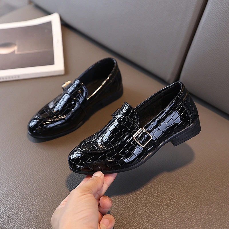 

Children's Leather Shoes Fashion Students Formal Performance Boys Loafers Black Flats Kids Causal School Uniform Low-heel Shoes