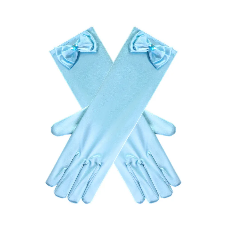 Children Gloves Long Finger Gloves Photography Props Blue Pink Yellow Green Princess Accessories Children Elsa Party Costume