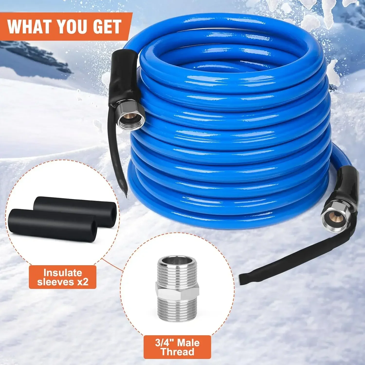 100FT Heated Water Hose for RV,Heated Drinking Water Hose with Thermostat,Lead and BPA Free,1/2"