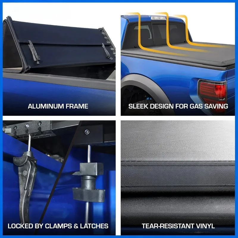 T3 Soft Tri-fold Truck Bed Tonneau Cover Compatiblei,2017-2024 Ford F-250 F-350 Super Duty | 6.75' (82") Bed | TG Fast delivery