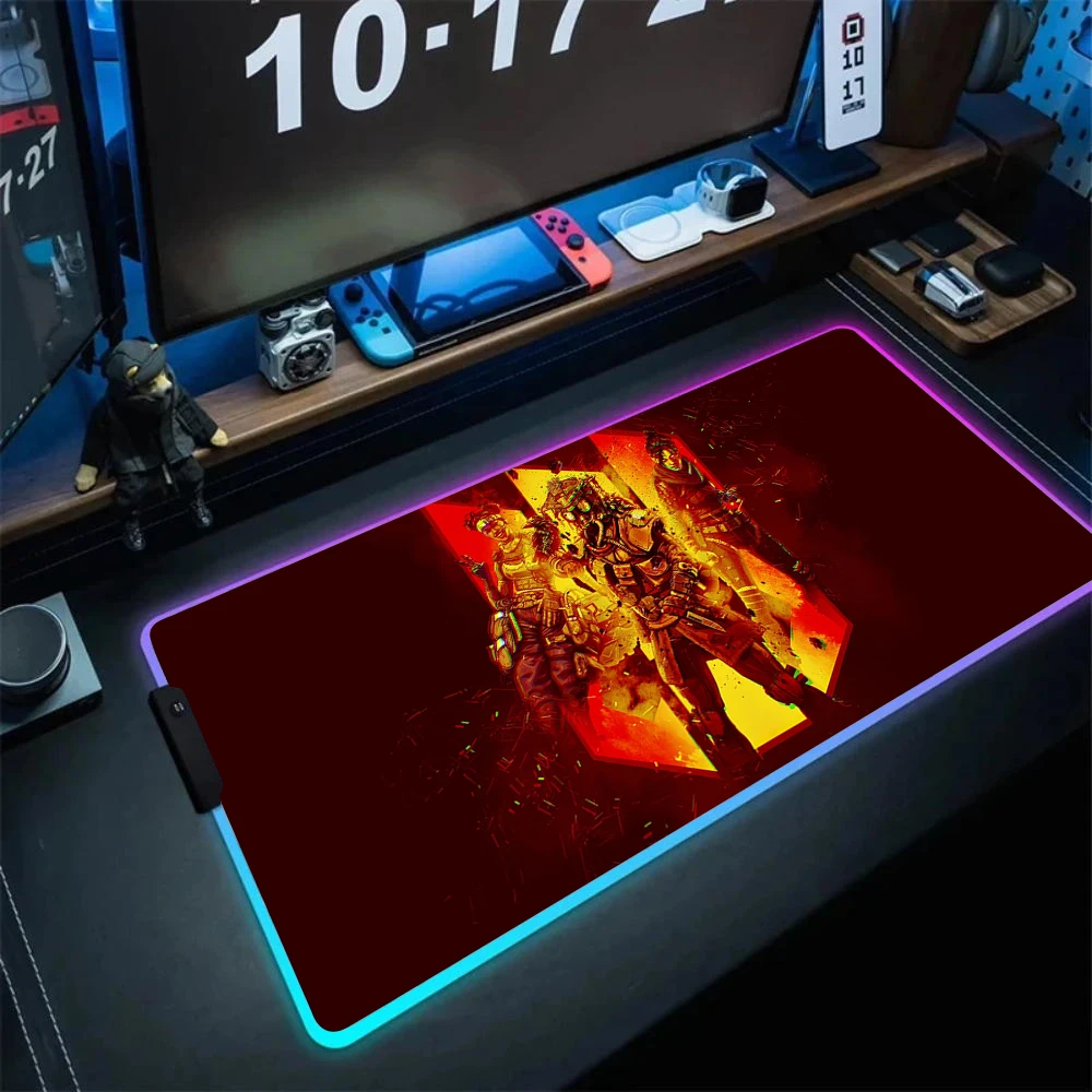 Rgb Mouse Pad Gaming Apex Legends Big Dazzling Cool Mousepepad Back Light Deskmat Cheap Pc Gamer Cabinet Office Accessories Xxl