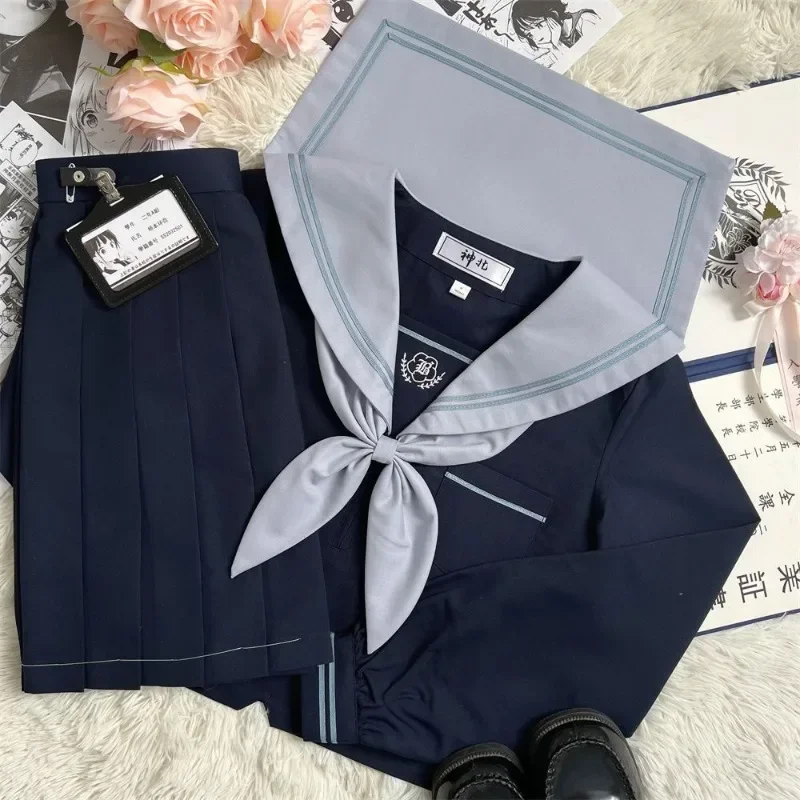 Uniforme escolar japonés para colegialas, disfraz de Cosplay, Chica de Anime japonés, Top de marinero Lolita, falda plisada con lazo, traje S-XL