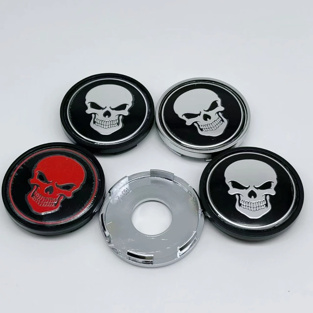 

4pcs O.D 63MM / I.D 59MM Skull Logo Emblem Car Wheel Center Caps Accessories for Wheels Hub Lid Rim Hubcaps Centre Cover Replace