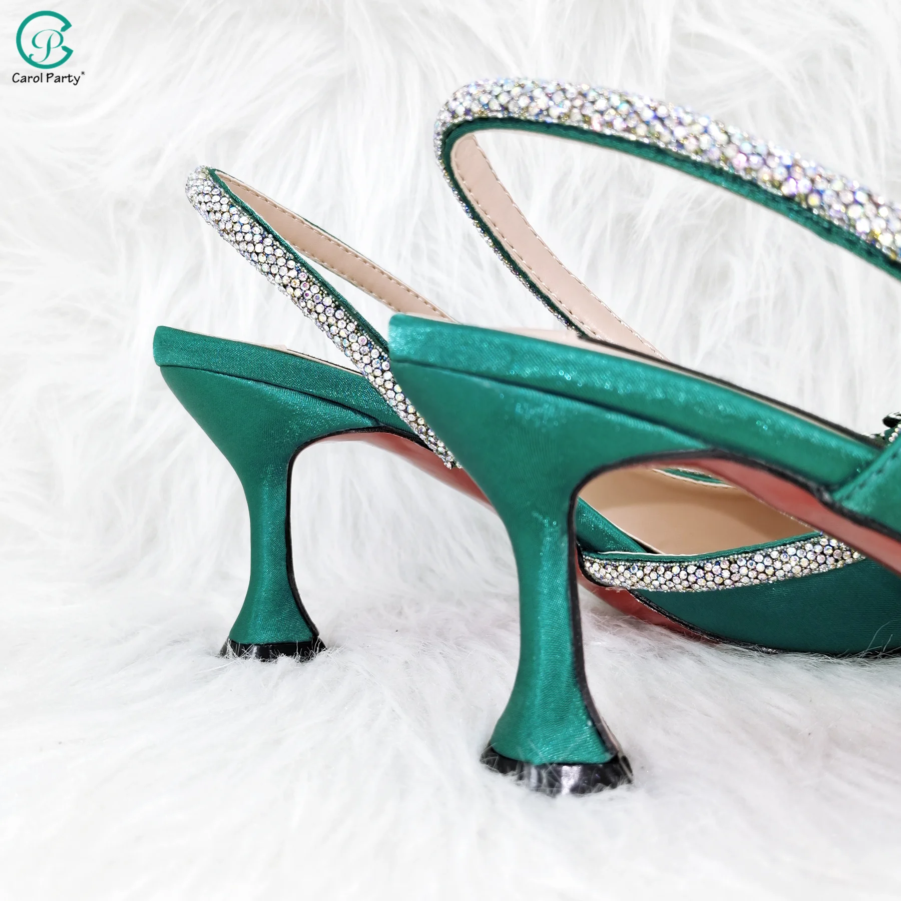 Butterfly-knot princess style! African Young Girl Rhinestone-encrusted Bag & Comfortable Pointed-Toe High Heels For Party