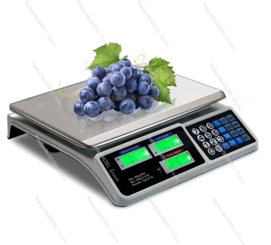 

Электронные весы из нержавеющей стали 40 кг/1 г для взвешивания продуктов и мяса, с функцией расчета стоимости, для магазинов и супермаркетов, перезаряжаемые