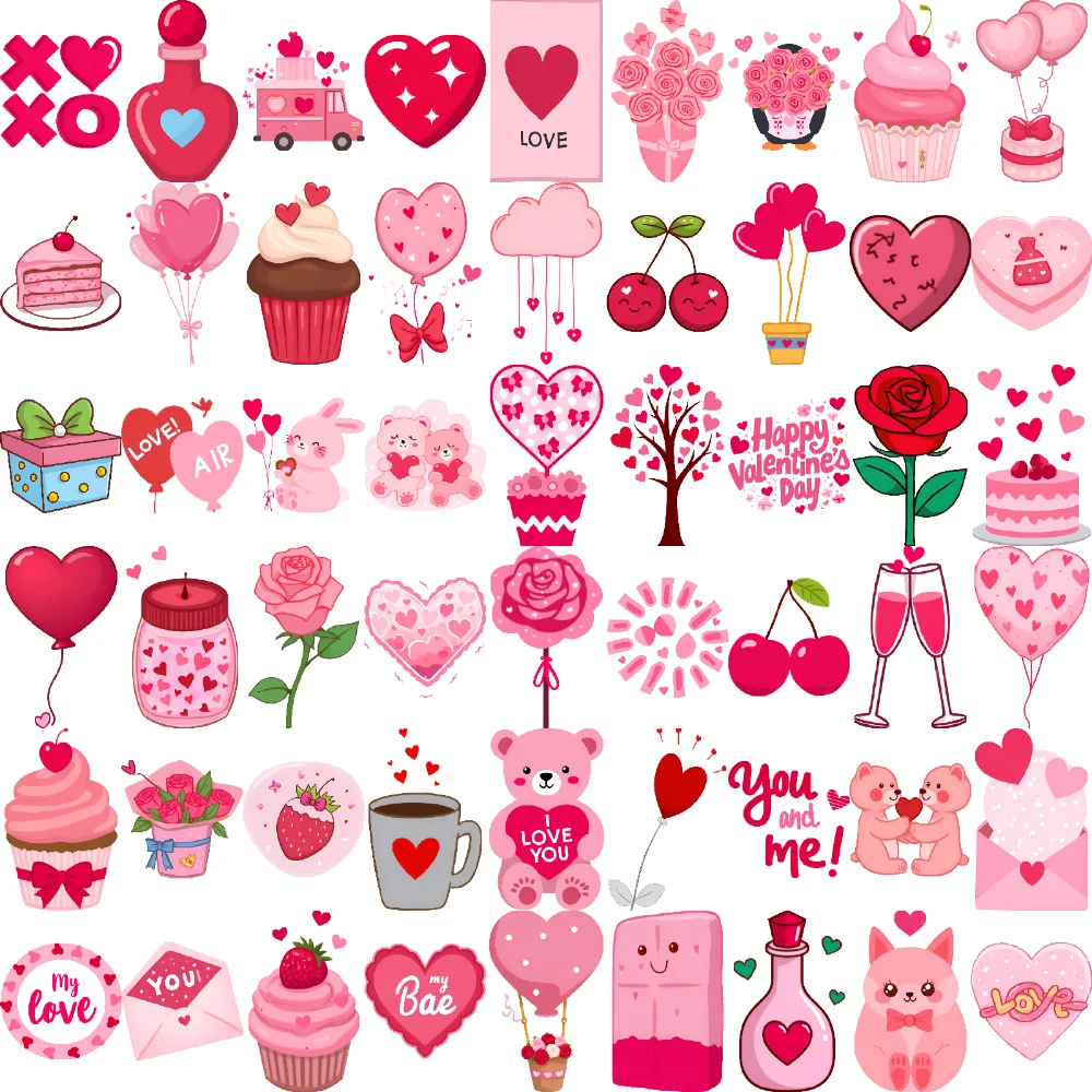 

54pcs Temporary Tattoo Balloon Sticker Cartoon Rose Sticker Bear Sticker Waterproof Long-lasting Body Stickers For Children