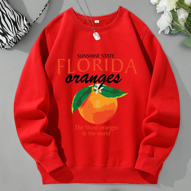 Sunshine State Florida Oranges Printed Male Sweatshirts Fashion Street Clothes Autumn O-Neck Sweatshirt Casual Warm Pullover Men