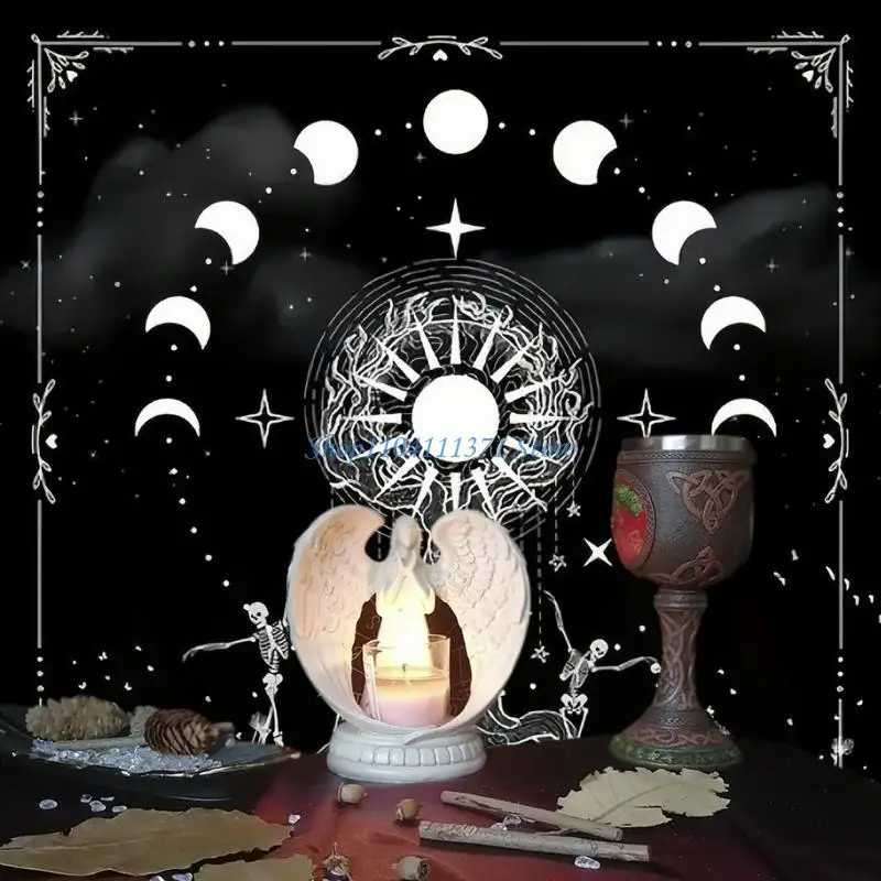 

P9FC Moons Phase Tarots Table Cover Tarots Card Reading Mats With Sun Tree Suitable for Spiritual Use