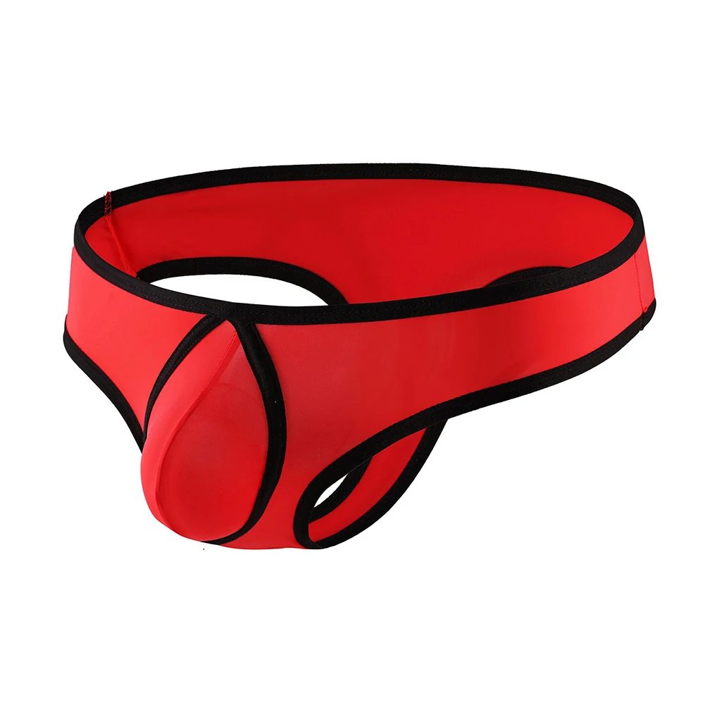 Men Sexy Briefs Thongs Low Waist Underwear Solid G-string Ice Silk Pouch Panties