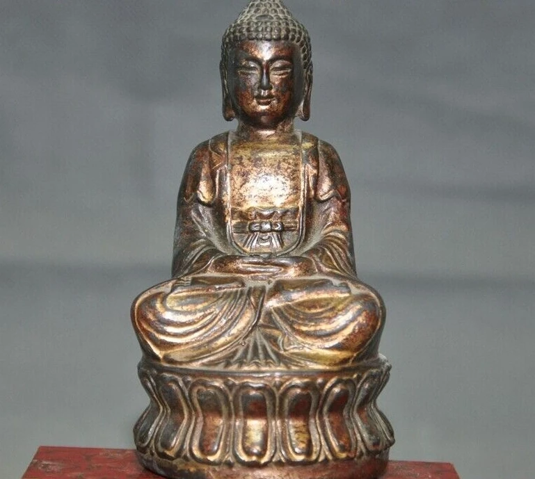 

4.4"Old Tibet Buddhism Bronze Gilt Sakyamuni Shakyamuni Medicine Buddha Statue