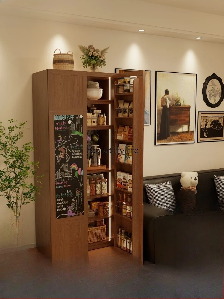 

05-*Solid wood dining side cabinet integrated storage storage side cabinet against the wall