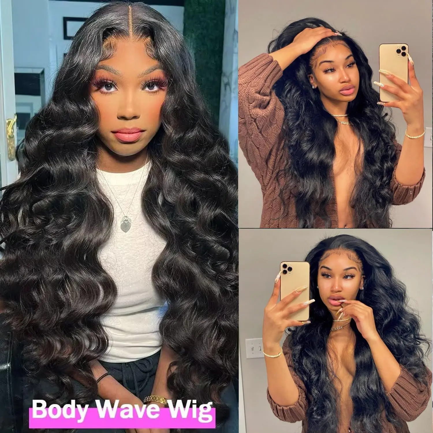 

Body Wave Wig Brazilian Wigs For Women 200% Density HD Transparent Lace Frontal Human Hair Wigs Remy Pre Plucked Bleached Knots