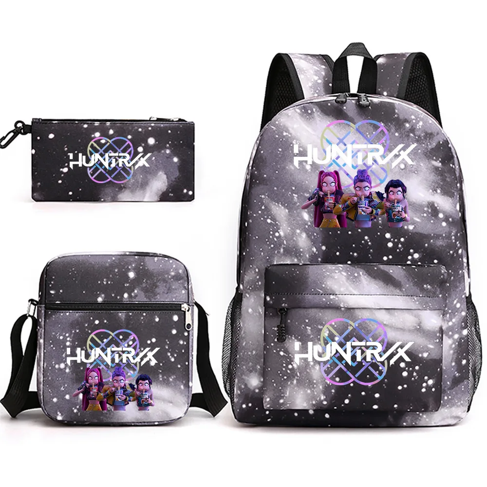 3pcs K-POP HUNTRX Backpack Set - Harajuku Style School Bags for Boys Girls, Cute Rucksack Shoulder Pencil Bag