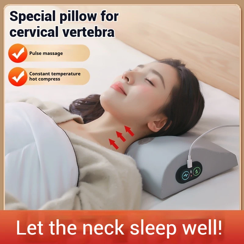 

Multi functional electric cervical massage pillow vibration hot compress cervical massage waist traction stretching massager