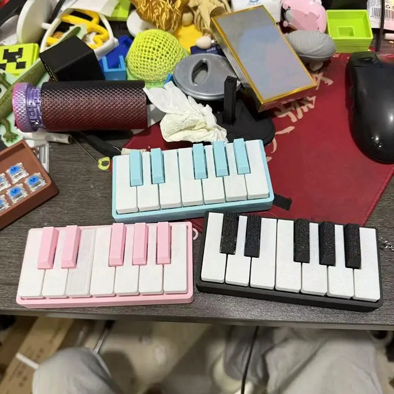 Mini 3D Printed Piano Keyboard Fidget Toy Keychain Included Pocket Sized Stress Relief Toy for On-the-go Use