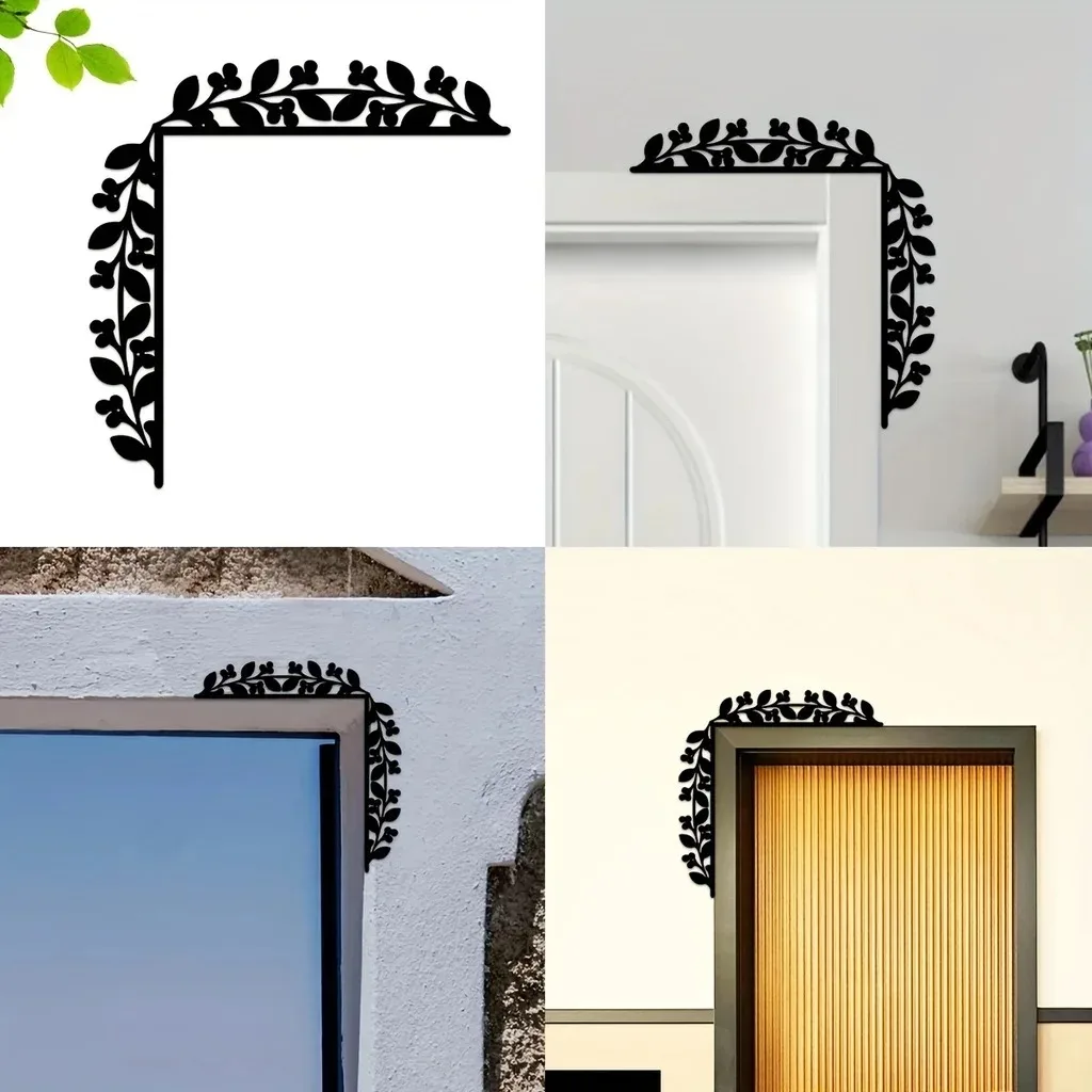 

Metal Botanical Silhouette Decorative Wall Sticker Door Corner Decoration Door Frame Corner Decoration Metal Wall Hanging Decor