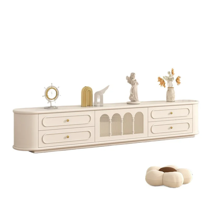 

Solid wood paint TV cabinet coffee table combination modern simple small apartment floor cabinet