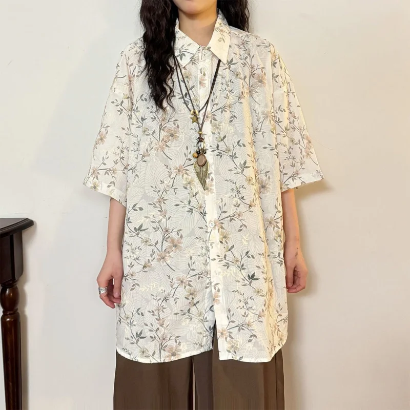 

Street Harajuku blouses women Summer 2025 loose printed short sleeve shirt female casual blouse half sleeved shirts women trend