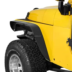 New Product Flat Fender Flares, Front & Rear Steel Wheel Flares Liner for 1997-2006 Jeep Wrangler TJ - 4PCS Set