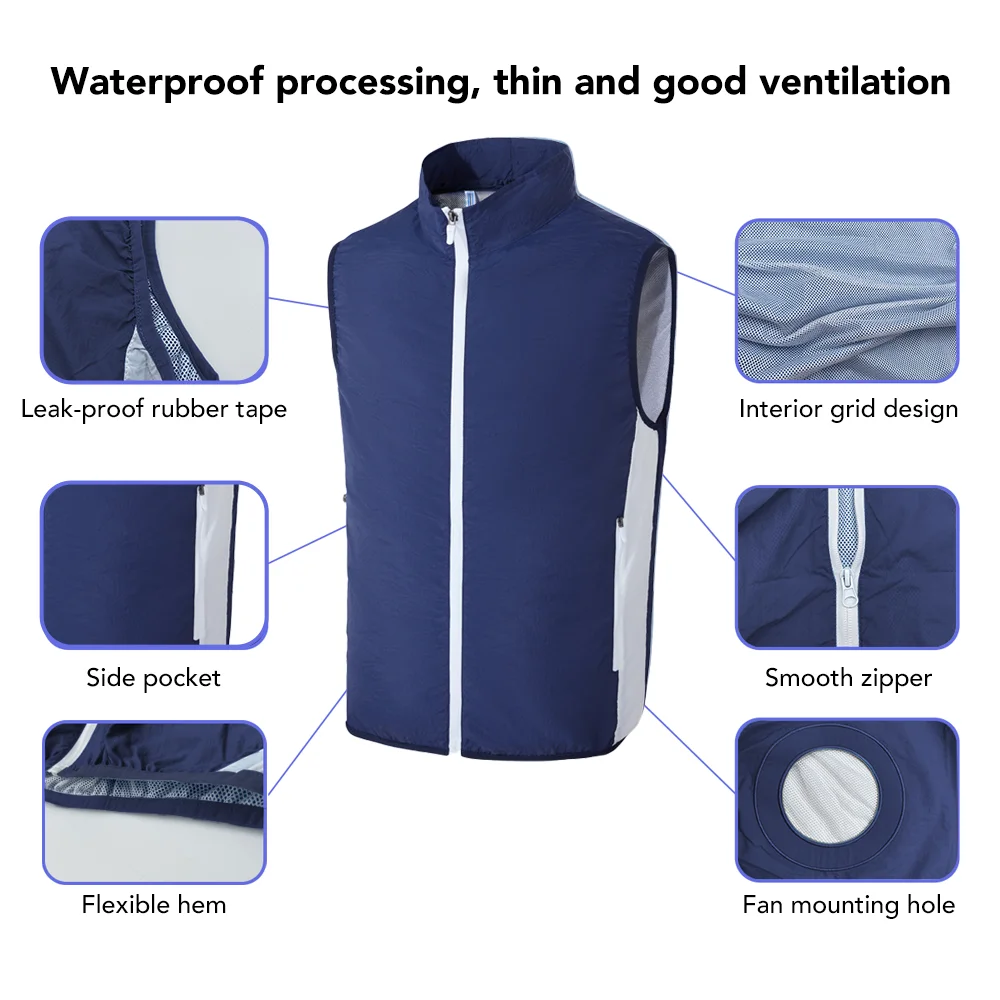Men's Casual Fishing Vest Summer Cooling Fan Vest USB Rechargeable Air Conditioning Outdoor Clothing Workwear Breathable Vest - Image 4