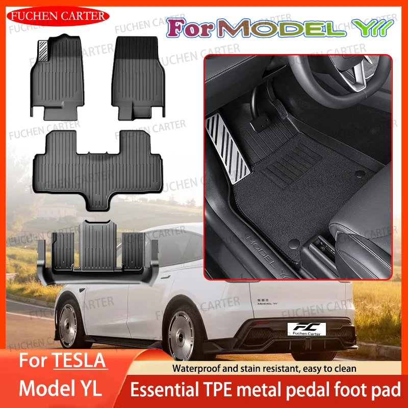 Alfombrillas de TPE Premium/Performance para Tesla Modelo YL 2026, con Pedales Metálicos, Impermeables y Resistentes al Desgaste, Alfombrilla para Maletero