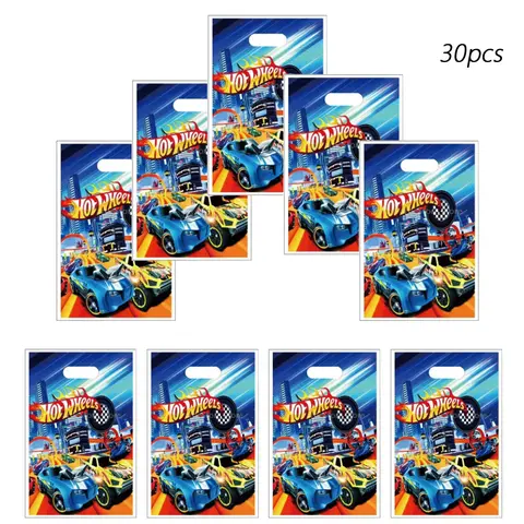 30 pièces décorations de fête d'anniversaire Hot Wheels, sacs cadeaux Hot Wheels, sacs de bonbons Hot Wheels, sacs Goody Hot Wheels, Hot Wheels Birthda