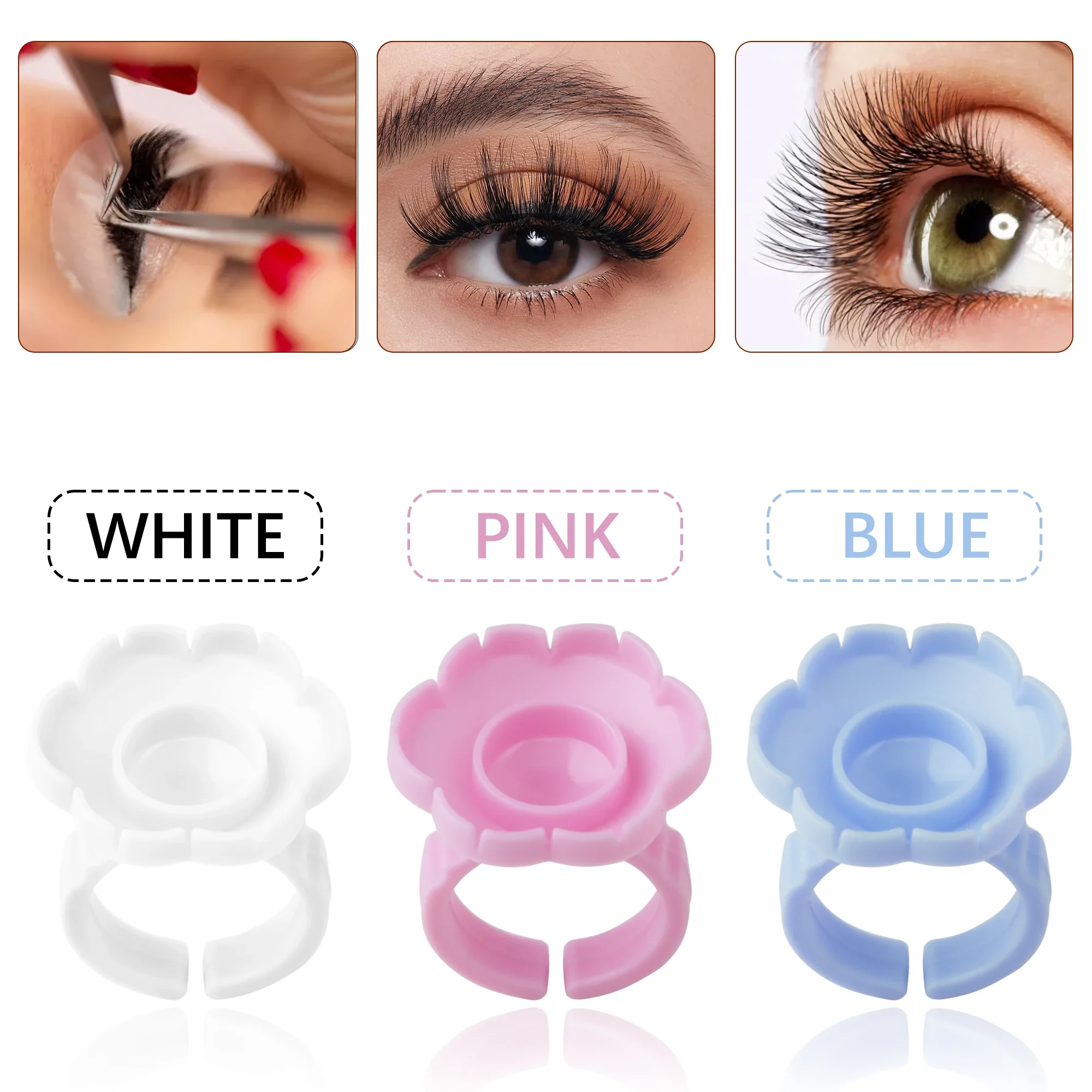 

Кольцо в форме цветка, цветочная чашка, 100 шт. Кольцо для задержки клея для ресниц, держатель для ресниц, клей для ресниц, инструменты для макияжа и красоты