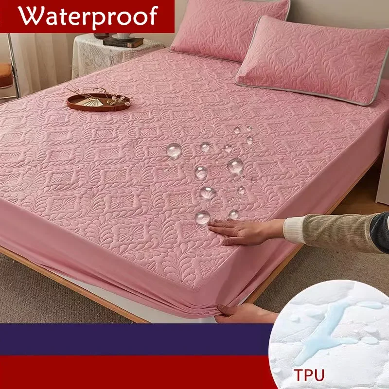 New Quilted King Mattress Protector Fitted Sheet Waterproof Bed Cover King Size Sheet Breathable Soft Mattress Cover 1Pc Decor