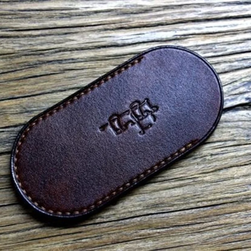 Hand-stitched  Vegetable Tanned Cowhide Folding Knife Cowhide Cover Leather Scabbard For 91/111/ 130MM Knife Storage Shell Case