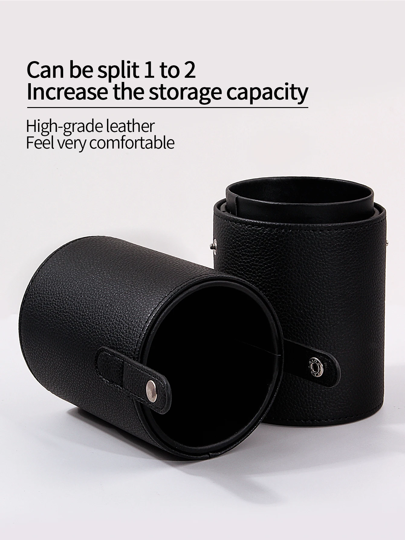 1 x extra großer Aufbewahrungseimer für Make-up-Pinsel, PU-Leder mit Deckel, multifunktionales Reise-Make-up-Aufbewahrungswerkzeug