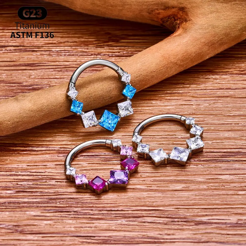G23 Titanium Set Lot Round Sparkly CZ Labret Lip Rings Flat Back Medusa Cartilage Studs Professional Piercing Jewelry