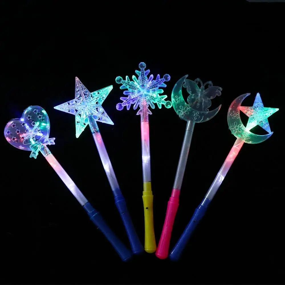 Interesse divertente lampada giocattoli da esterno trucchi magici illumina flash stick pentagramma flash stick stella magica bacchetta bagliore fata stick