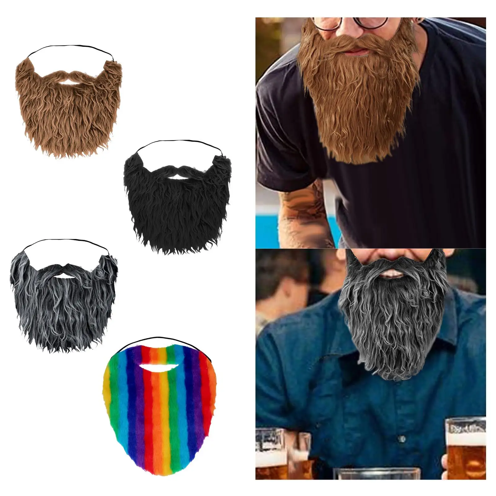 Barbe d'Halloween, fausses moustaches réalistes polyvalentes pour le Festival des hommes