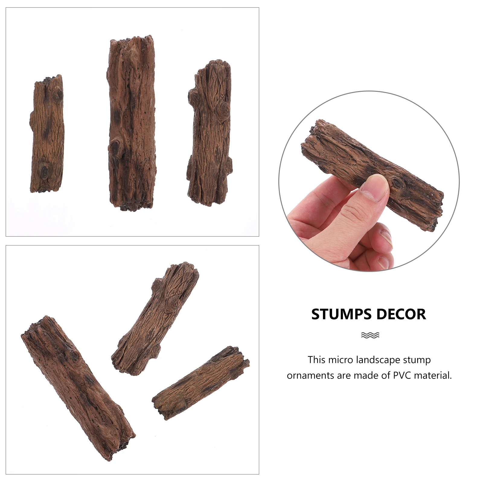 

3 Pcs Wooden Ornaments Mini Sandbox Landscape Tree Stumps for Kids Decoration Side Table