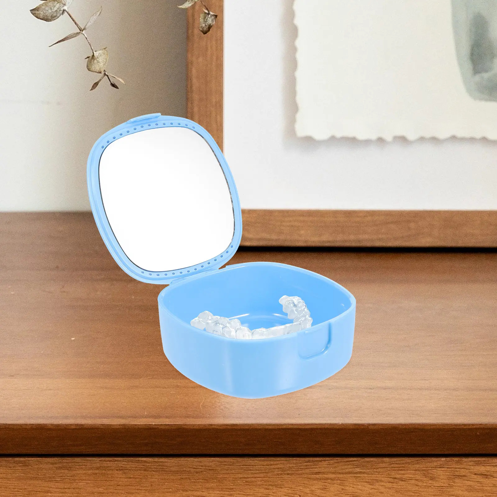 Travel Denture Case Portable Retainer Container Compact Ventilated Denture Box for Women Men Outdoor Activities Camping Business