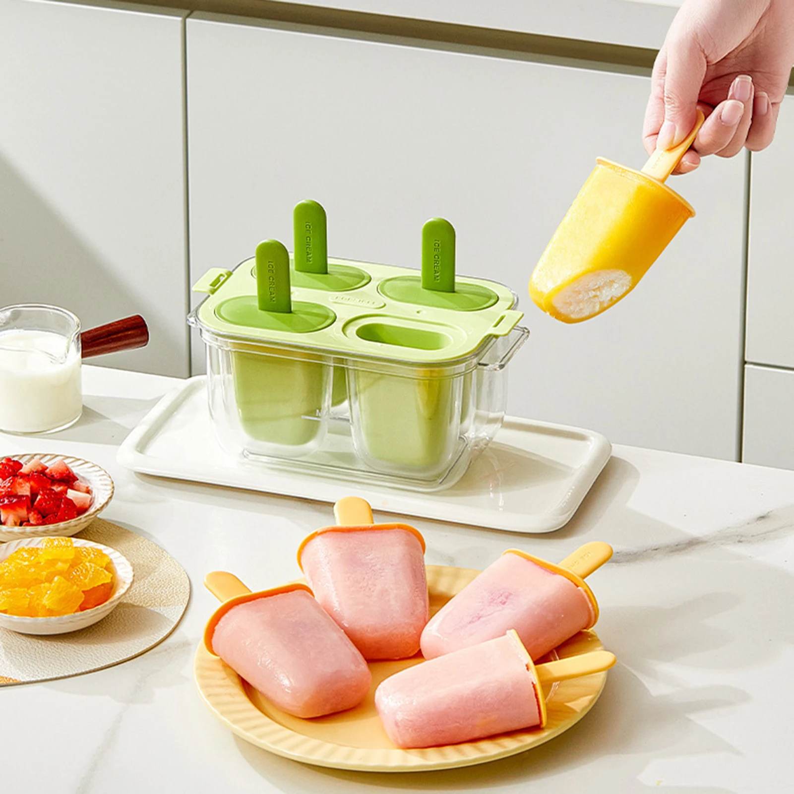 

Popsicle Molds Household Popsicle Making Frozen Ice Box with Lid Reusable Popsicle Trays Freezer Homemade Ice Cream Molds