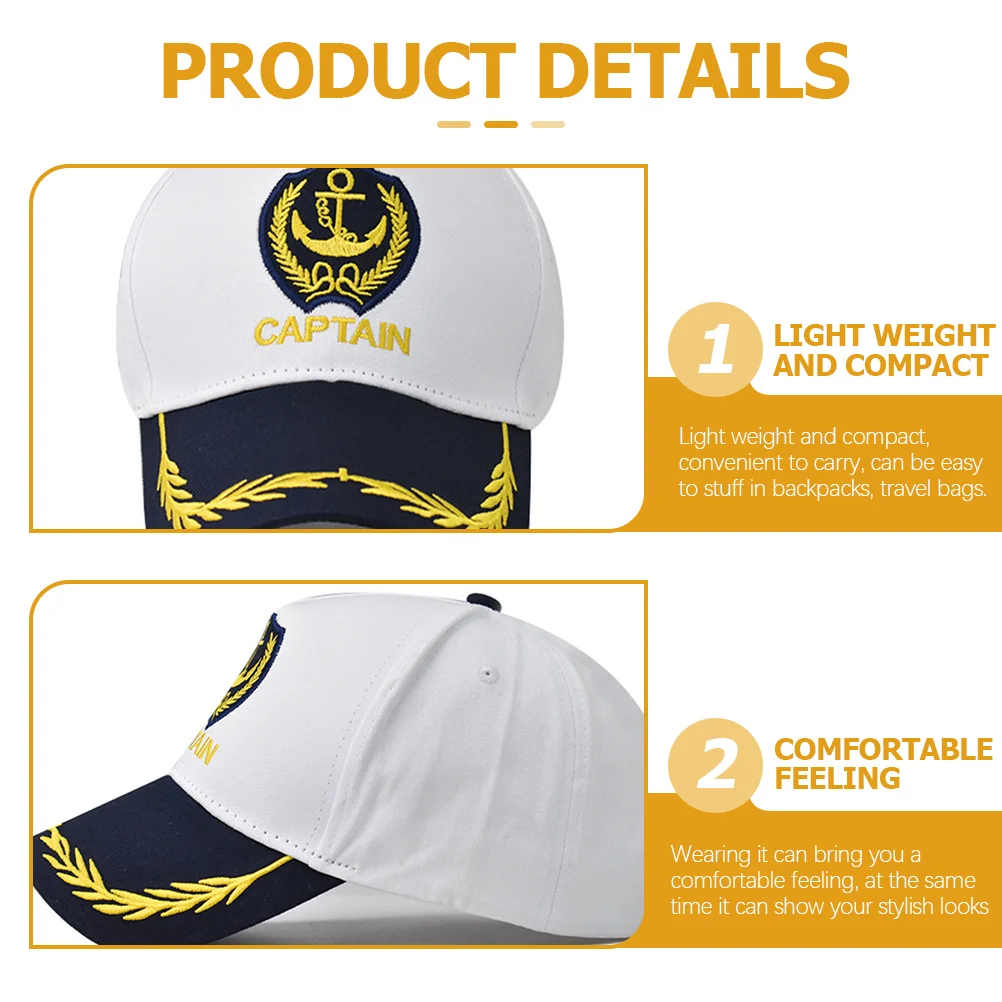 2 قطعة قبعات الكابتن قبعات بحار أنيقة مريحة لقضاء عطلة الصيف ورحلات الشاطئ قبعات بحار القوارب الرياضية الخارجية #4
