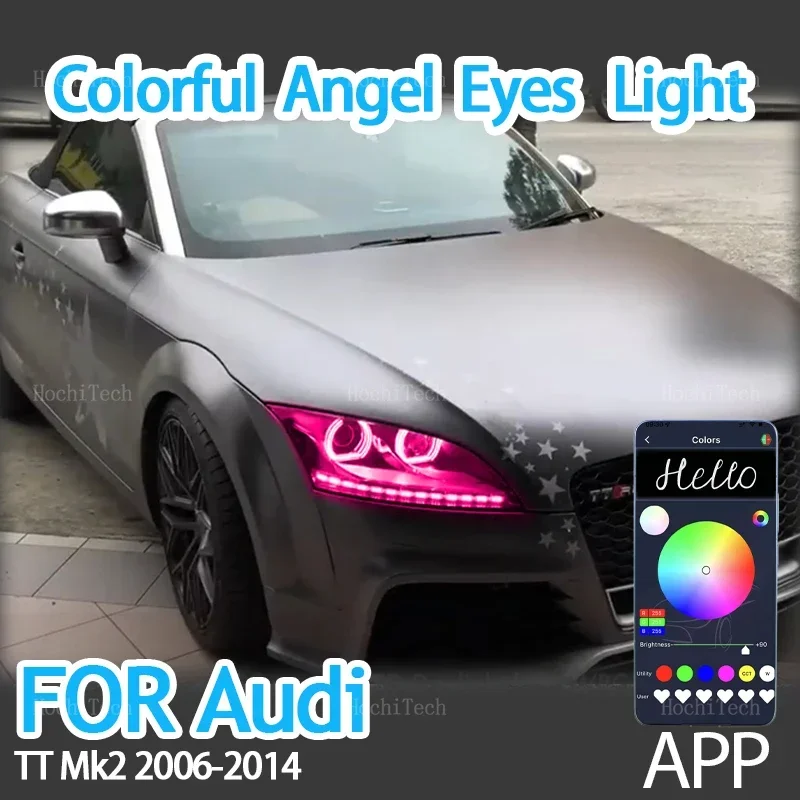 

Remote APP Multi Color Crystal DTM M Style RGB LED Angel Eyes Kit Rings Daytime Running Lights for AUDI TT Mk2 2006-2014