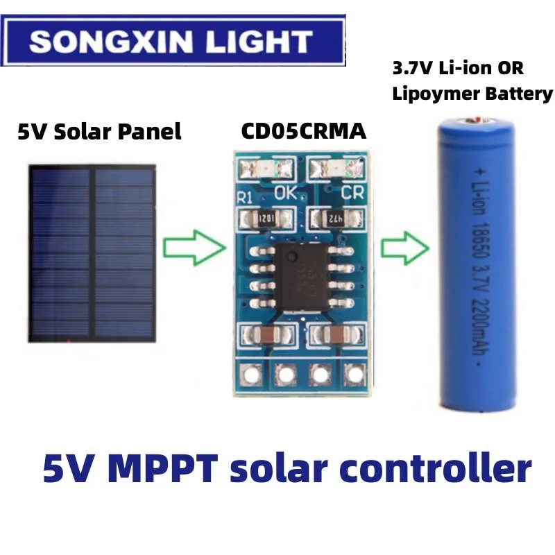 MPPT Solar Charge Controller 1A 4.2V 3.7V 18650 LiPo Li-ion Lithium Battery Charger Module SD05CRMA Solar Panel Battery Charging